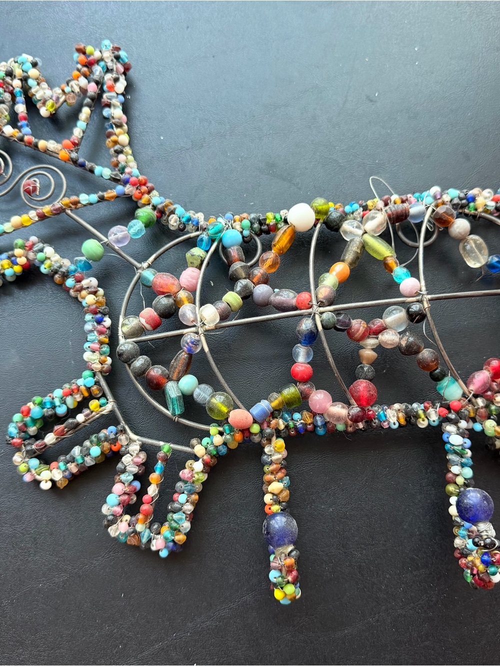 Handmade Dog Multicolor Beaded Wall Hook Rack